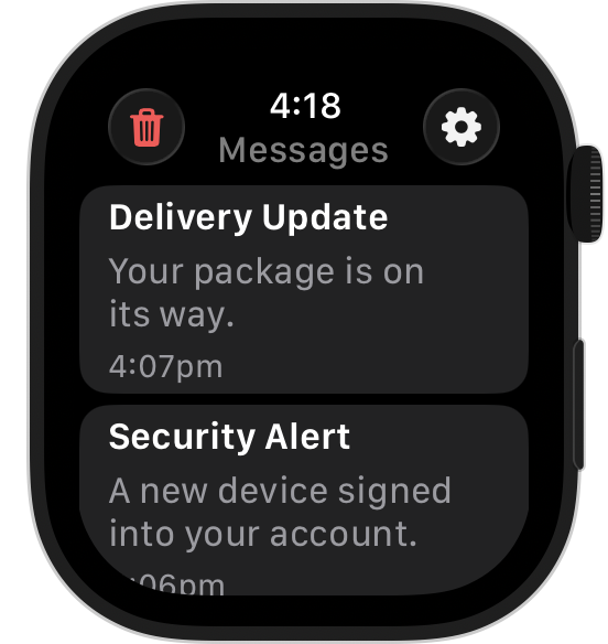 SendBag on Apple Watch